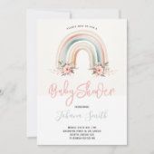 Invitation Baby shower de fille en arc-en-ciel ros (Devant)