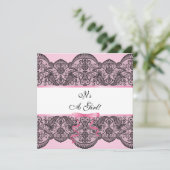 Invitation Baby shower de fille en dentelle noire (Debout devant)