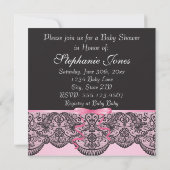 Invitation Baby shower de fille en dentelle noire (Dos)