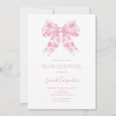 Invitation Baby shower de fille en toile de cou rose Invitati (Devant)