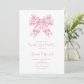 Invitation Baby shower de fille en toile de cou rose Invitati (Debout devant)