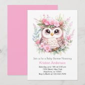 Invitation Baby shower de Fille Enchantée de la Chouette des  (Devant / Derrière)