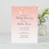 Invitation Baby shower de fille étoile rose pâle (Debout devant)