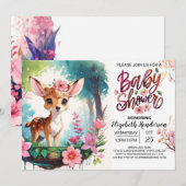 Invitation Baby shower de fille Fleur sauvage adorable (Devant / Derrière)