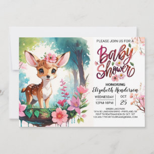Invitation Baby shower de fille Fleur sauvage adorable