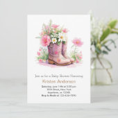 Invitation Baby shower de fille Fleur sauvage aquarelle (Debout devant)