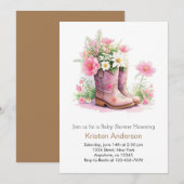 Invitation Baby shower de fille Fleur sauvage aquarelle (Devant / Derrière)