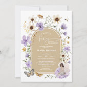 Invitation Baby shower de fille Fleur sauvage de la fée de Bo (Devant)