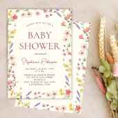 Invitation Baby shower de fille Fleur sauvage délicieuse de B