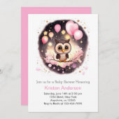 Invitation Baby shower de fille Fleur sauvage Enchantée de Ch (Devant / Derrière)