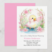 Invitation Baby shower de fille Fleur sauvage fouet canard (Devant / Derrière)