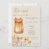 Invitation Baby shower de fille Fleur sauvage Jaune Boho (Devant)