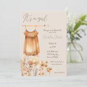 Invitation Baby shower de fille Fleur sauvage Jaune Boho (Debout devant)