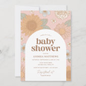 Invitation Baby shower de fille Fleur sauvage rétros (Devant)