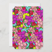 Invitation Baby shower de fille florale Whimsical violet, rou (Dos)