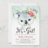 Invitation Baby shower de fille Koala (Devant)