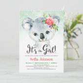 Invitation Baby shower de fille Koala (Debout devant)