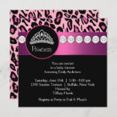 Invitation Baby shower de fille Leopard Rose Hot (Devant / Derrière)