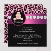 Invitation Baby shower de fille Leopard Rose Hot (Devant / Derrière)