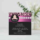 Invitation Baby shower de fille Leopard Rose Hot (Debout devant)
