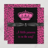 Invitation Baby shower de fille Leopard Rose Hot (Devant / Derrière)
