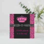 Invitation Baby shower de fille Leopard Rose Hot (Debout devant)
