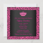 Invitation Baby shower de fille Leopard Rose Hot (Dos)