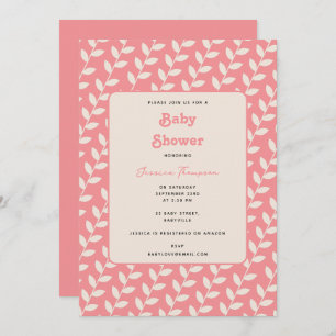 Invitation Baby shower de fille les années 70 rose rétro