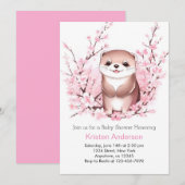 Invitation Baby shower de fille magique en Otter rose (Devant / Derrière)