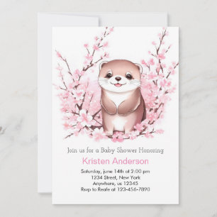 Invitation Baby shower de fille magique en Otter rose
