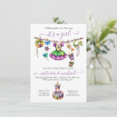Invitation Baby shower de fille Mardi Gras (Debout devant)