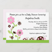 Invitation Baby shower de fille Mocha Ladybug (Devant / Derrière)