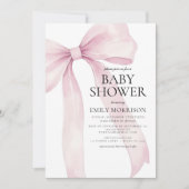 Invitation Baby shower de fille moderne Bow rose pâle (Devant)