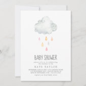 Invitation Baby shower de fille nuage de pluie (Devant)
