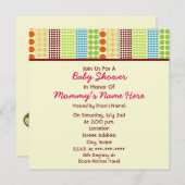 Invitation Baby shower de fille : Ours bourré par points de (Devant / Derrière)