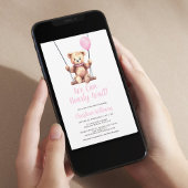 Invitation Baby shower de fille ours de ballons roses