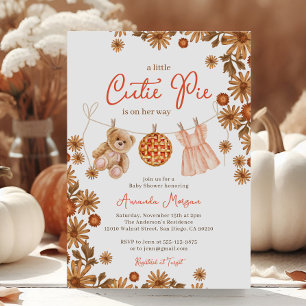 Invitation Baby shower de fille ours en peluche de la petite 