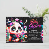 Invitation Baby shower de fille Panda Bamboo Bliss moderne (Debout devant)