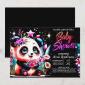 Invitation Baby shower de fille Panda Bamboo Bliss moderne (Devant / Derrière)