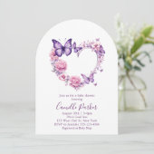 Invitation Baby shower de fille papillon Floral (Debout devant)