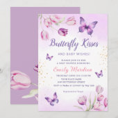 Invitation Baby shower de fille papillon floral violet modern (Devant / Derrière)