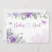 Invitation Baby shower de fille papillon floral violet modern (Dos)