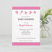 Invitation Baby shower de fille Pink Polka Dot (Debout devant)