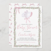 Invitation Baby shower de fille Pink Preppy Bonnet (Devant / Derrière)
