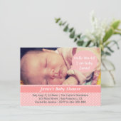 Invitation Baby shower de fille Pois rose et blanc (Debout devant)