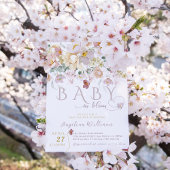 Invitation Baby shower de fille pourpre Fleur sauvage à fleur