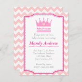 Invitation Baby shower de fille - Princesse de bébé rose avec (Devant / Derrière)