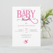 INVITATION BABY SHOWER DE FILLE ROSE AVEC PACIFIQUE (Debout devant)