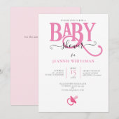 INVITATION BABY SHOWER DE FILLE ROSE AVEC PACIFIQUE (Devant / Derrière)