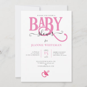 INVITATION BABY SHOWER DE FILLE ROSE AVEC PACIFIQUE